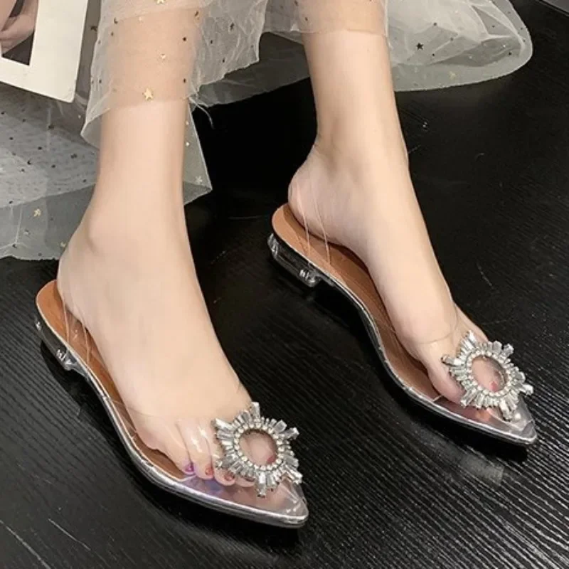 2024 New Spring and Autumn Fashion New Sexy Banquet Transparent Comfortable Crystal Women\'s High Heels Zapatos Mujer