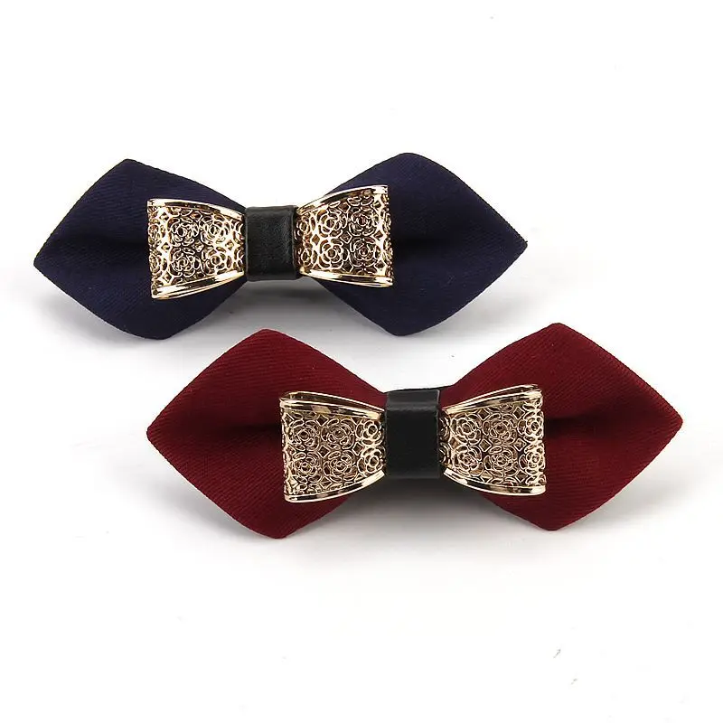 Fashion men's wedding groom metal butterfly pointed bow tie, trendy collar flower