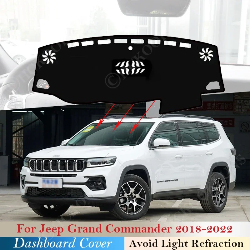 

Dashboard Cover Mat Dashmat Car Accessories Pad Dash Sun Shade Protect Carpet Rug for Jeep Grand Commander 2018 2019 2020 ~ 2022
