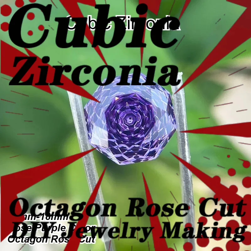 

Cubic Zirconia Stone Octagon Rose Cut Rose Purple Color 14mm-18mm Loose Stones Used for DIY Jewelry Making Inlay Main Materials