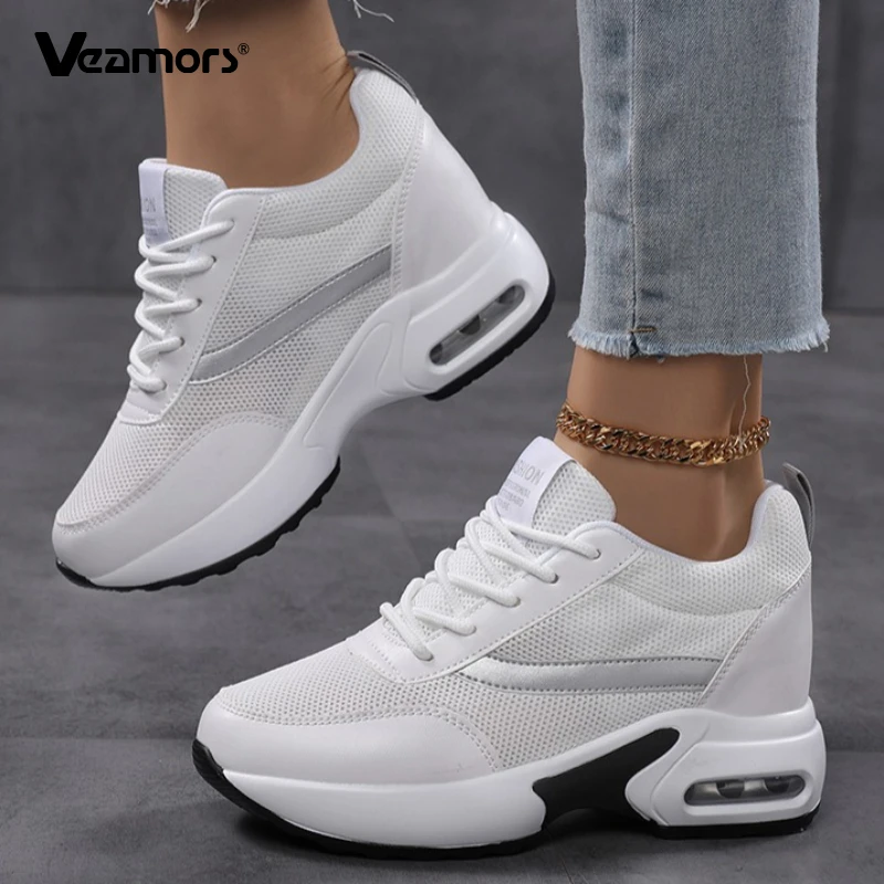 

Fashion Women Walking Shoes Invisible Height-increasing Casual Sports Shoes Ladies Air-cushion Trainers Jogging Sneakers