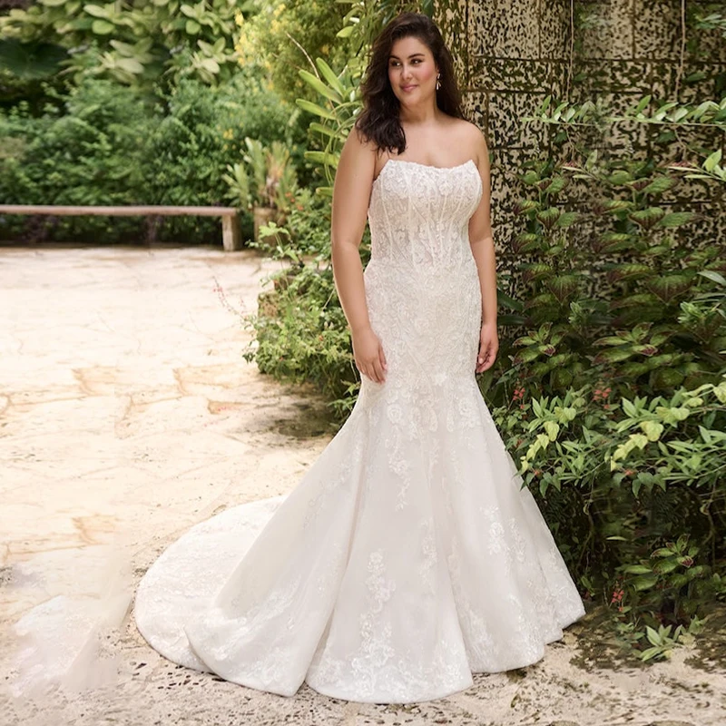 Eleganti abiti da damigella d'onore a sirena abiti da sposa graziosi Tulle floreale con spalle scoperte Plus Size abiti De Noiva