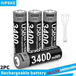 AIPEKE USB battery aa rechargeable 1.5V 3400mWh  Aa and Aaa rechargeable batteries for Toy car Game Machine Mouse Remote control