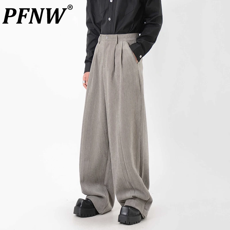 PFNW Niche Design Suede Draped Suit Pants Men's Loose Casual Dragging Wide Leg Pants Autumn Winter Trend Thick Trousers 2C2107