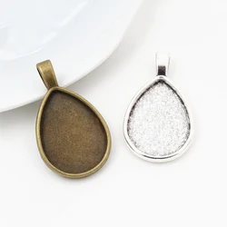 10pcs 18x25mm Inner Size Antique Silver Plated Bronze Drop Style Cameo Cabochon Base Setting Charms Pendant necklace findings