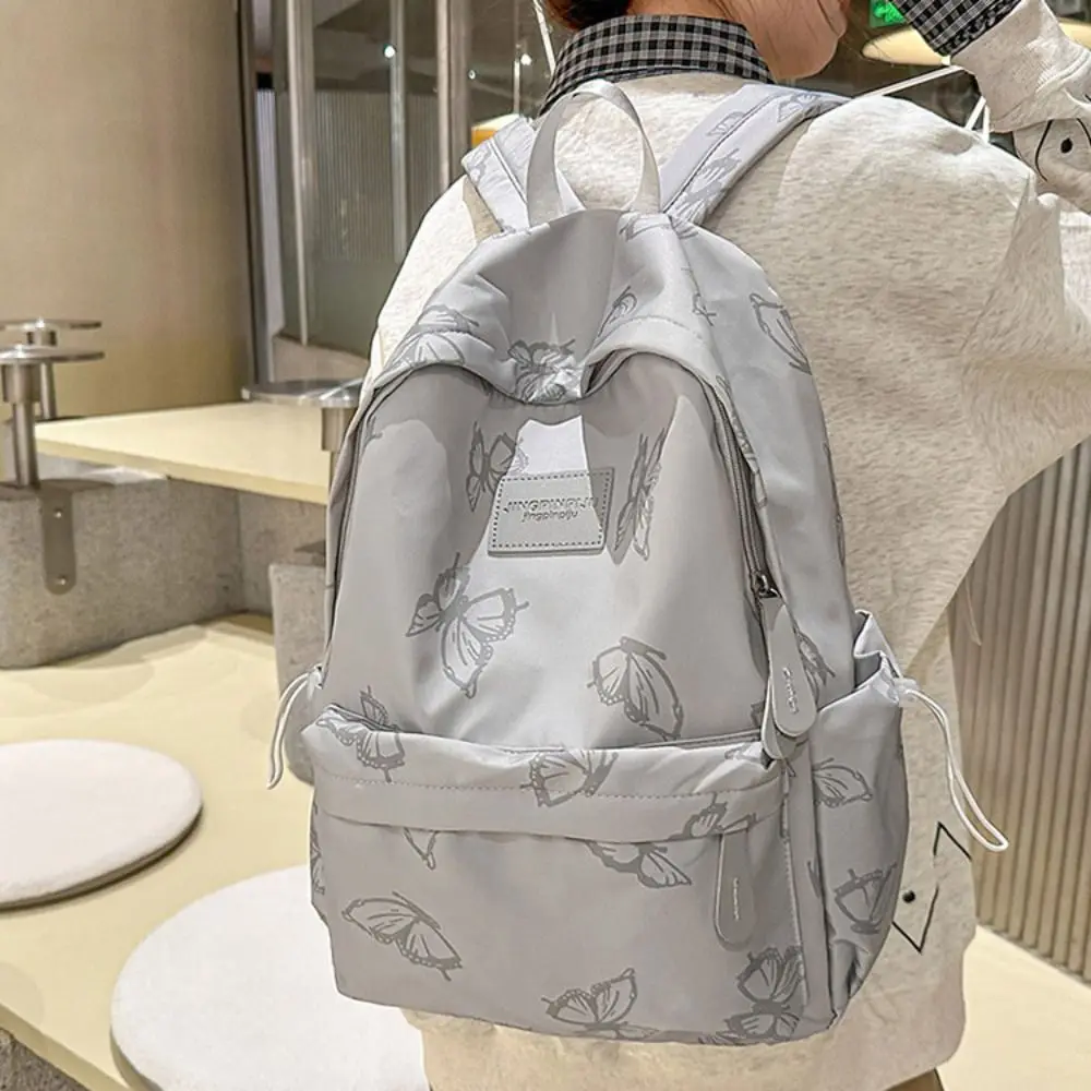 

Portable Small Pack Butterfly Backpack Korean Style Solid Color Zipper Shoulder Bag Sport Fitness Casual Backpack Gift