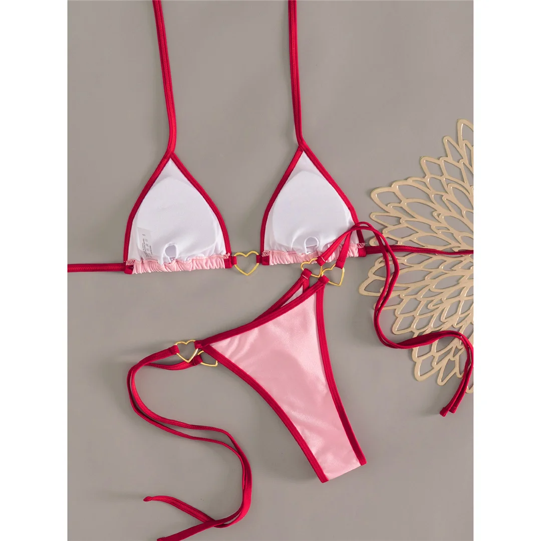 XS - L Halter Mini Micro Thong Bikini Damen Badebekleidung Zweiteiliger Bikini-Set Gepolsterter Badeanzug Badebekleidung V7595 – Detail 10
