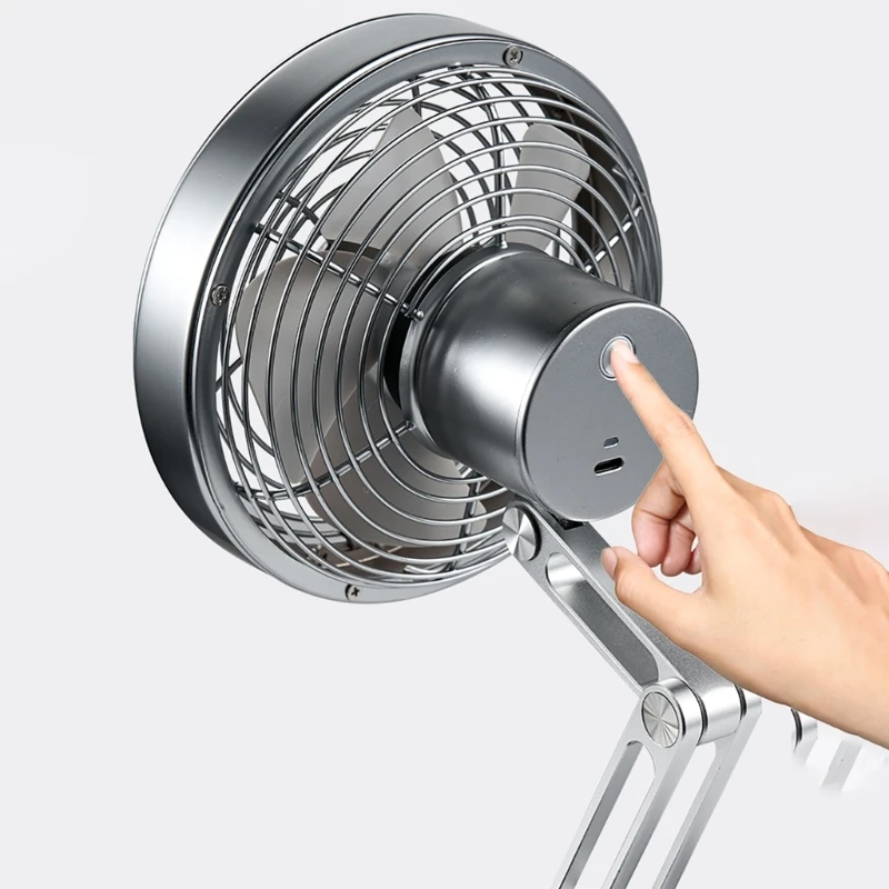 Metalen USB-oplaadminiventilator 360 graden rotatie Opvouwbare buitendesktop Creatieve ventilator Aluminium ventilator 3 snelheden verstelbare bureauventilator