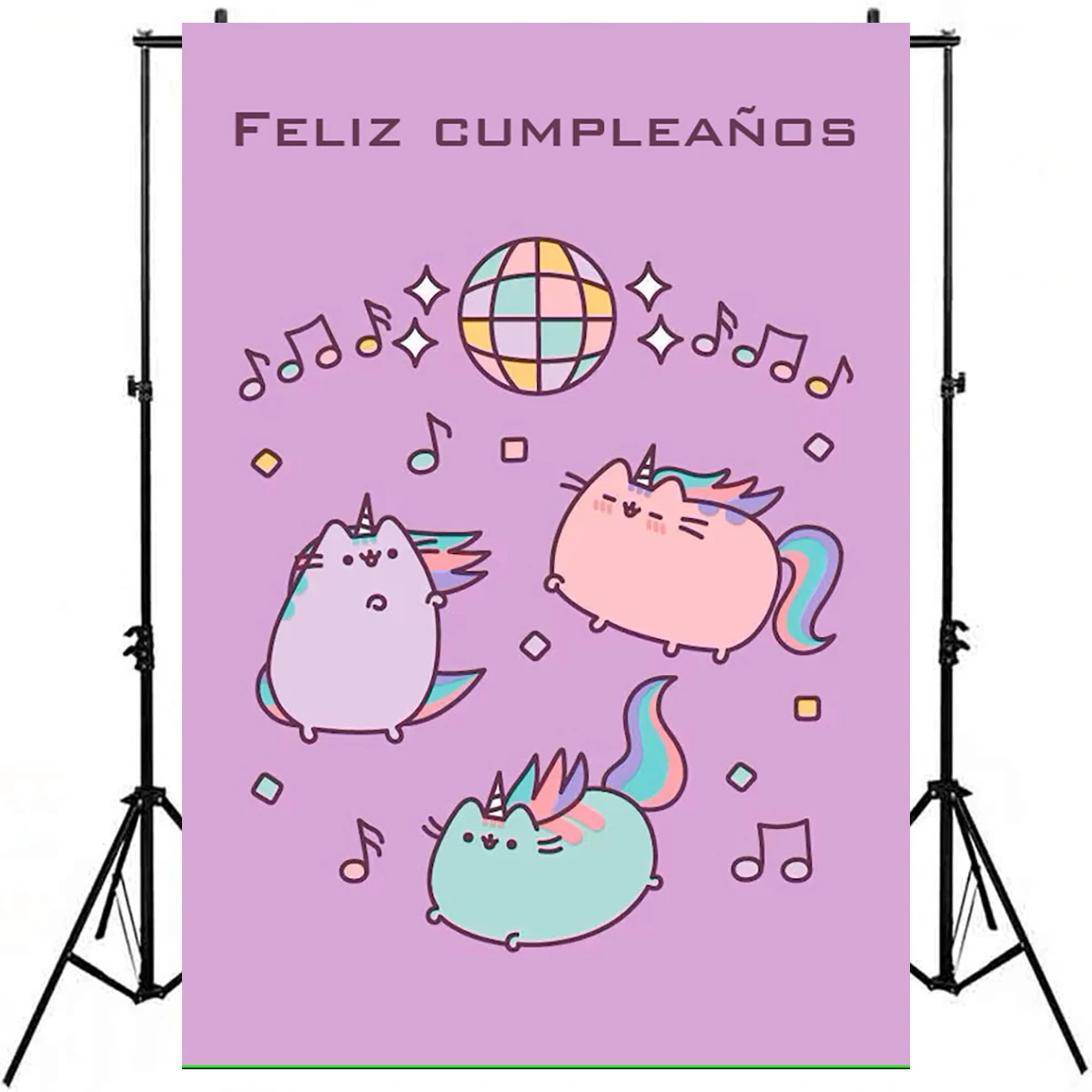 Happy Birthday Kids Name Customiz Backdrop Funny Fat Cat Theme Party Background Family Photo Shooting Banner Room Decorations