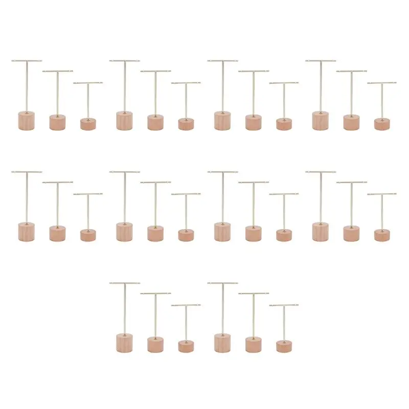 

A18P-30Pcs Т-образная подставка для сережек с деревянной основой, держатели для ювелирных изделий, подвесной органайзер для ювелирных изделий для реквизита для фотографий B