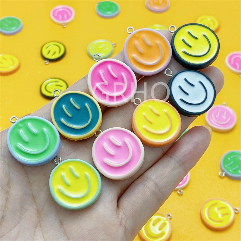 

10pcs Colorful Smile Face Charm Pendants Resin Charms for Jewelry Making Earrings Bracelets Necklaces DIY Pendents Supplies