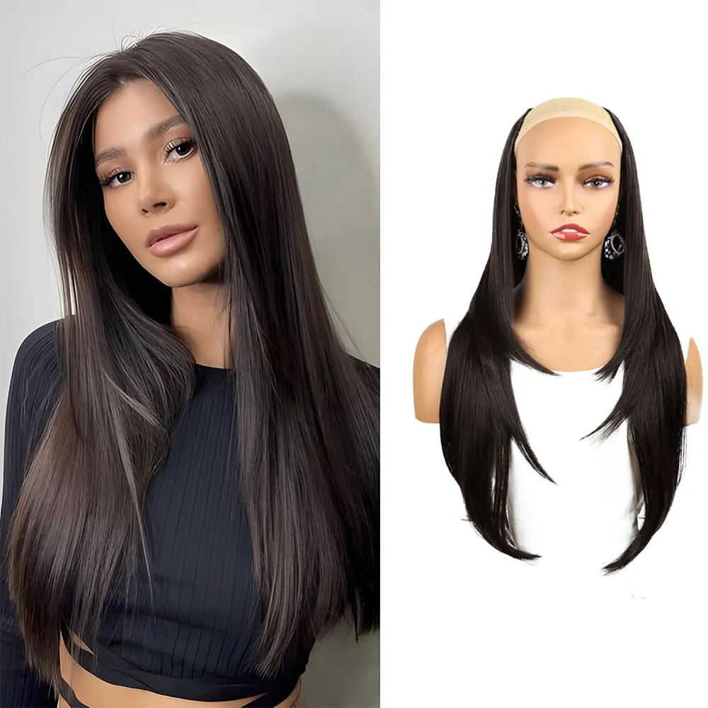 

22Inch Synthetic Long Micro Curly Layered Hair Extension Patch Natural Looking Invisible One Piece Wig for Women Day use