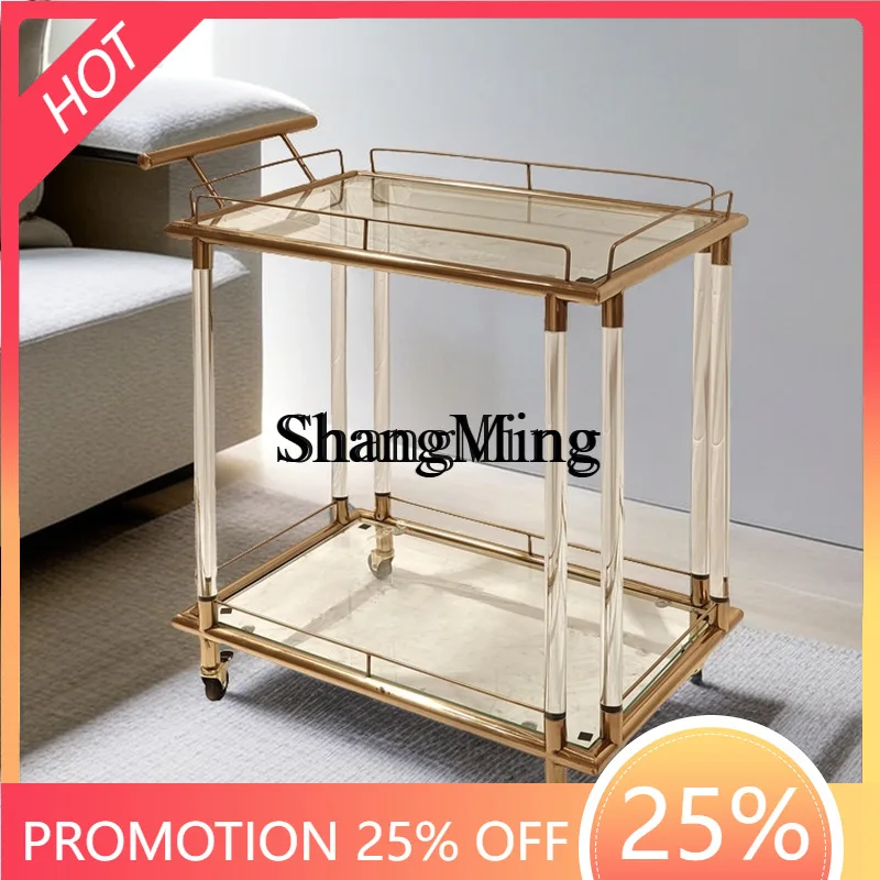 

SM looking light Luxury Mobile Food Delivery Truck Tempered Glass Acrylic Tea Modern Simple Stainless Steel Wine Truck