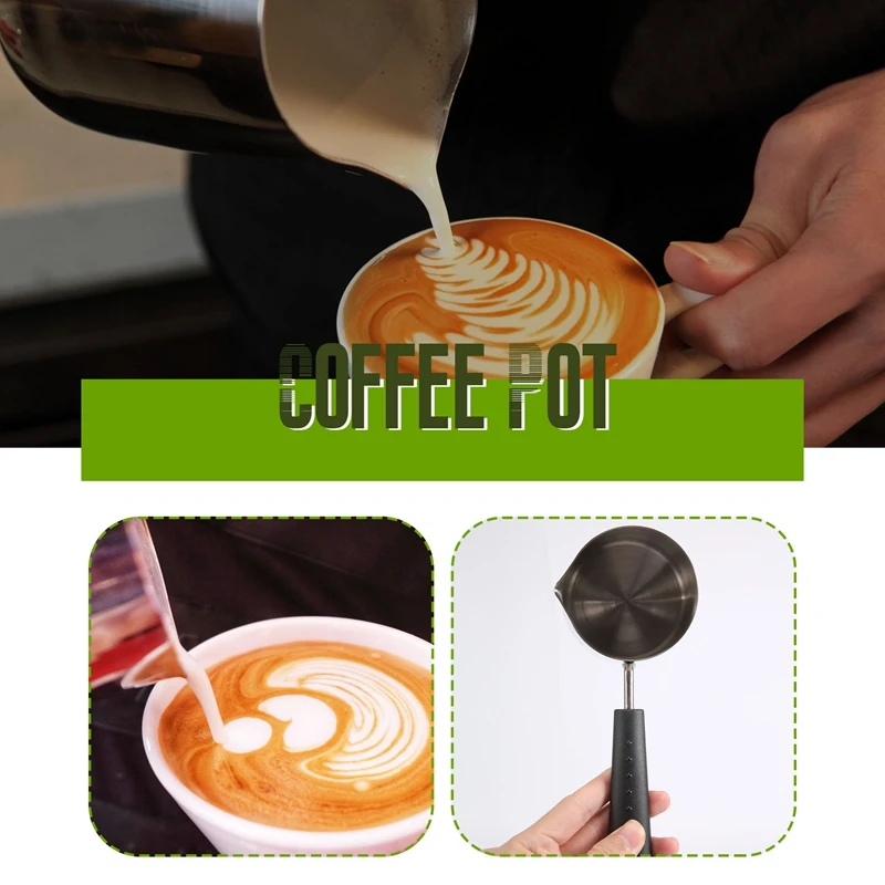 긴 손잡이 왁스 녹는 냄비, 양초 비누 녹는 냄비, 향기 나는 왁스 녹는 냄비, 금속 커피 주전자, 라떼 우유 거품 주전자