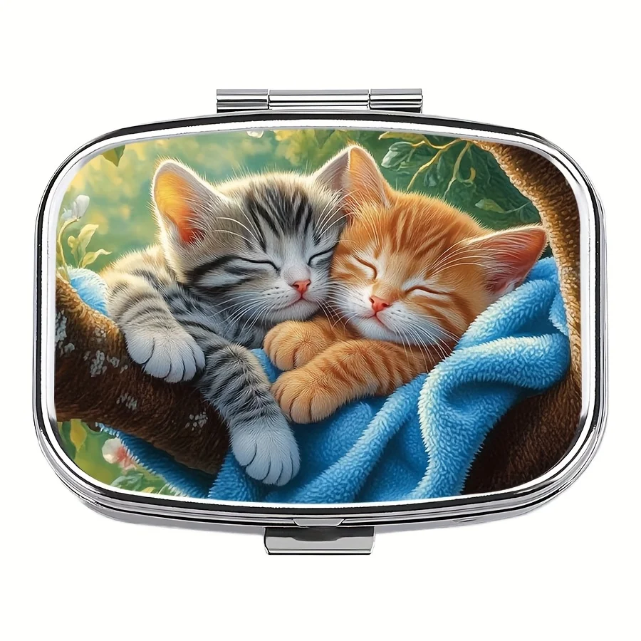 

Коробка для таблеток с узором «Спящий кот», 2 отделения.