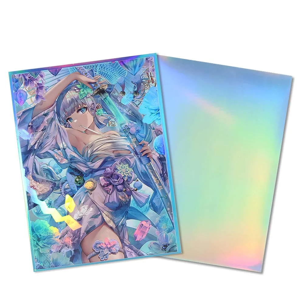 50 個 67 × 92 ミリメートルホログラフィック点滅アニメカードスリーブ神里あやかトップローディング耐摩耗シールドダブルカードカバー MTG/PKM 用