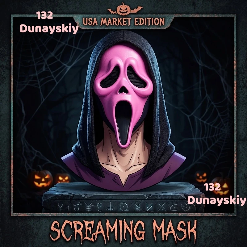 Geistermaske aus Latex, Vollgesichts-Dämonenmaske mit Schrei für Erwachsene, Herren, Horror, Halloween-Party, Spukhaus-Dekoration, Requisiten, Halloween
