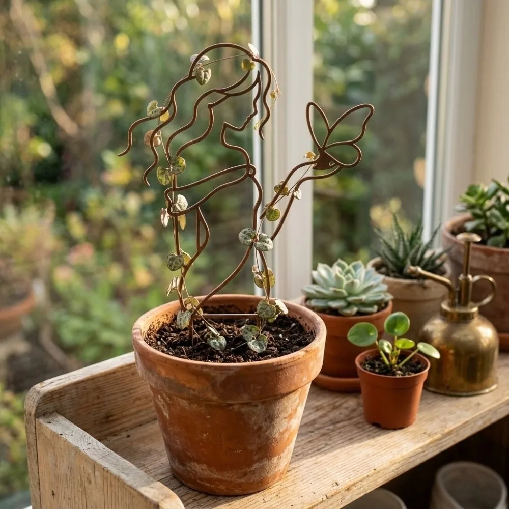 Iron Character Silhouette Plant Stand Strong Load Bearing Weather Resistance Plant Fixed Frame Hollow Out Garden Plant Trellis