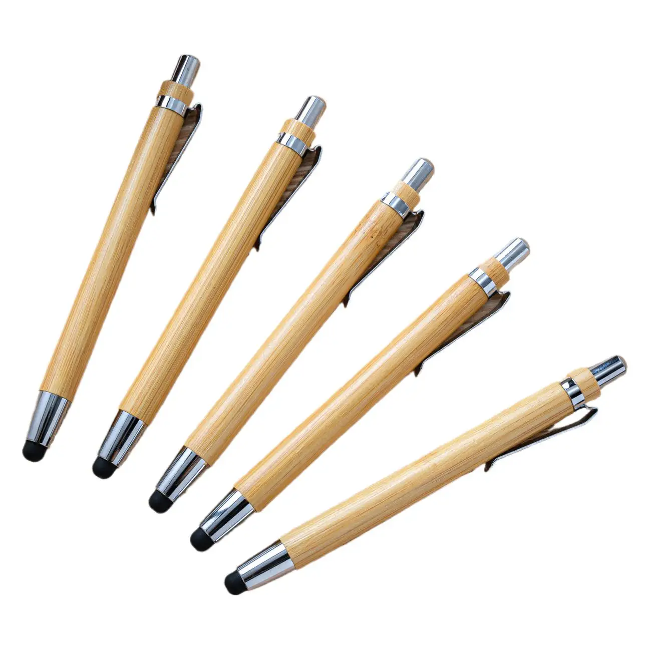 

50PCS Press Bamboo ballpoint Pen Stylus screen Touch Ballpoint Pen Black Ink Student Office Advertising pens