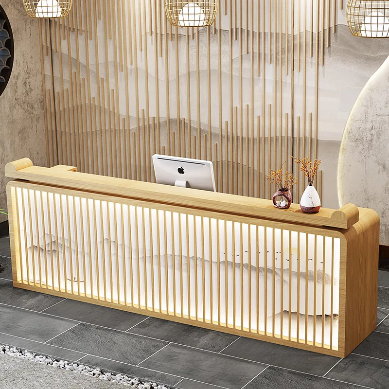 New Chinese-style Checkout Counters Front Desk Reception Bath Shop Service Checkout Counters Health Club Furniture Cajero JT40C