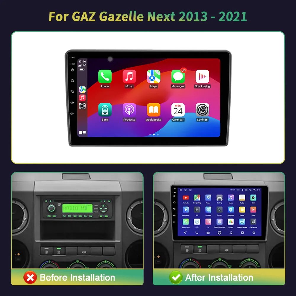 Android 13th számára Gáz Gazella Rákövetkező 2013-2021 autó Rádióadó Multimédia hifi Kormánymű carplay 2 Ricaj Eltakar hifi