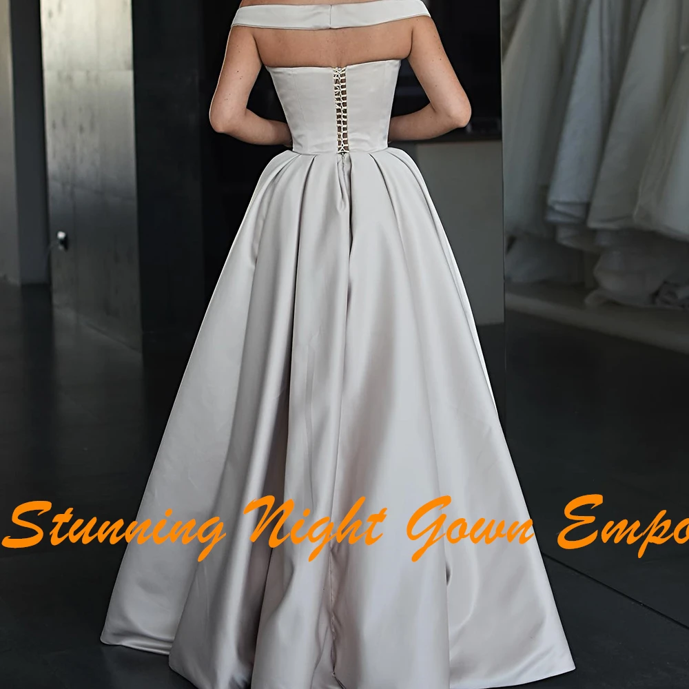 ที่กําหนดเองคลาสสิกจีบด้านหน้า Slit ชุดราตรี Graceful A-Line ปิดไหล่ Sweetheart Party Gowns vestidos de fiesta