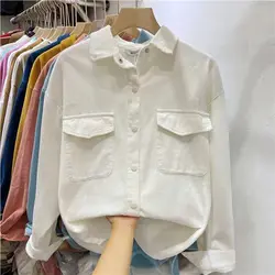 Corduroy Reversed Long Sleeved Solid Color Shirt for Women in Autumn Winter All-in-one Velvet Top Fashion Simple Button Jacket
