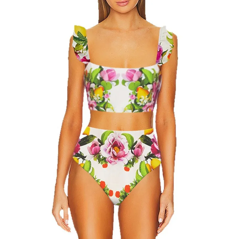 2026 nouveauté Push Up femmes Bikini ensemble imprimé fleuri à volants Bikinis à bretelles maillot de bain bandeau brésilien Biquini maillot de bain