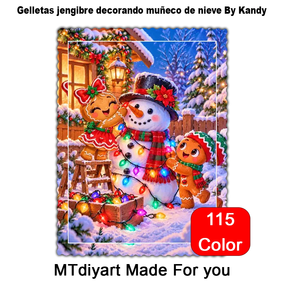Gelletas jengibre decorando muñeco de nieve By Kandy 115 Colors 50x70 70x100 Diamond Painting