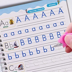 Libro de caligrafía 3D reutilizable para aprender matemáticas en inglés, cuaderno mágico con números de 0 a 100 para niños, libro de trabajo de seguimiento de práctica de letras
