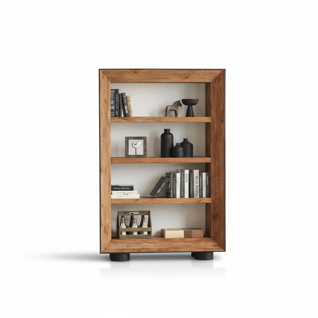 Wooden Bookcase, Solid Wood 120 x 40 x 183 cm, Industrial Bookshelf, 4-Tier Backless Rack, Display Organizer for Home Library