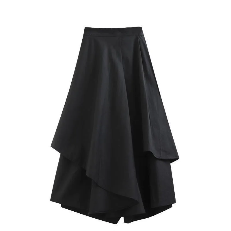 Ruffled Patchwork Irregular Solid Causal Women Skirts All Match  High Waist Sexy Chic Fashion Elegant Mujer Faldas