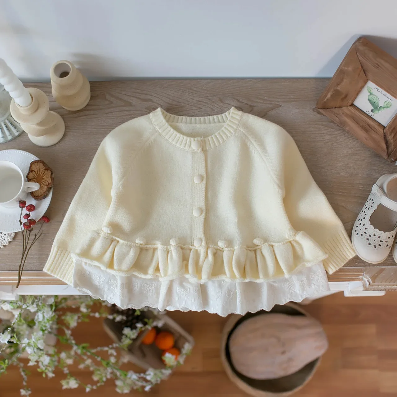 0-5Y Girl's Cardigan Lace Hem Girl's Sweater Kids Autumn Clothes Patchwork Child's Sweater Cute Cardigan for Boys Girls
