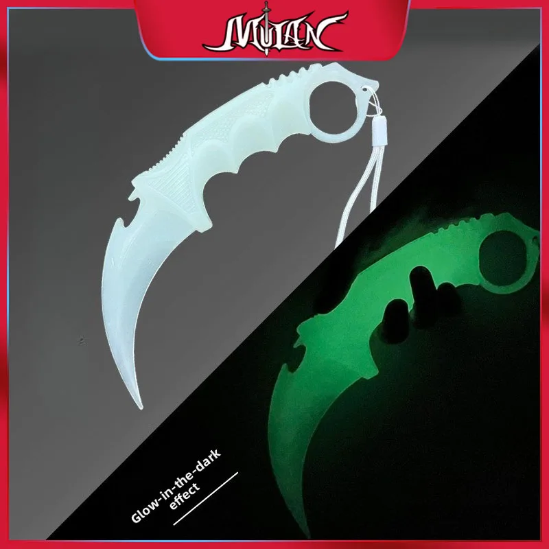 

23 CM Go Game Peripherals Plastic Luminous Karambit Knife Toy Glow in The Dark Cosplay Prop Unsharpened Blade Game Weapons Gifts