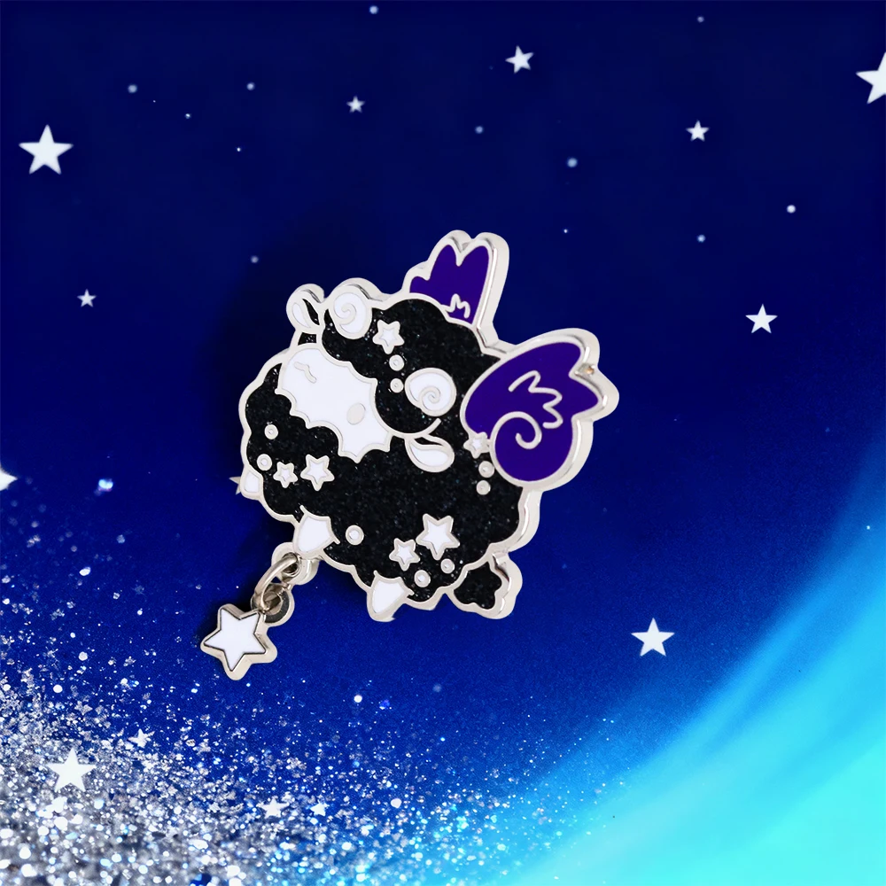 Dark Star Black Sheep Brosche, blaues, geflügeltes, niedliches Cartoon-Tier-Abzeichen, modischer Kragen-Schmuck, Emaille-Anstecker, Kleidungsaccessoires, Geschenke – Detail 5