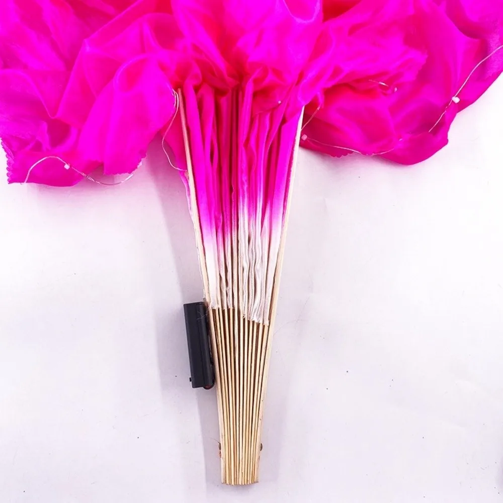 Multi Color Luminous Dance Fan Glowing Classical Stage Performance Fan with LED Lights Battery Powered Folding Hand Fan