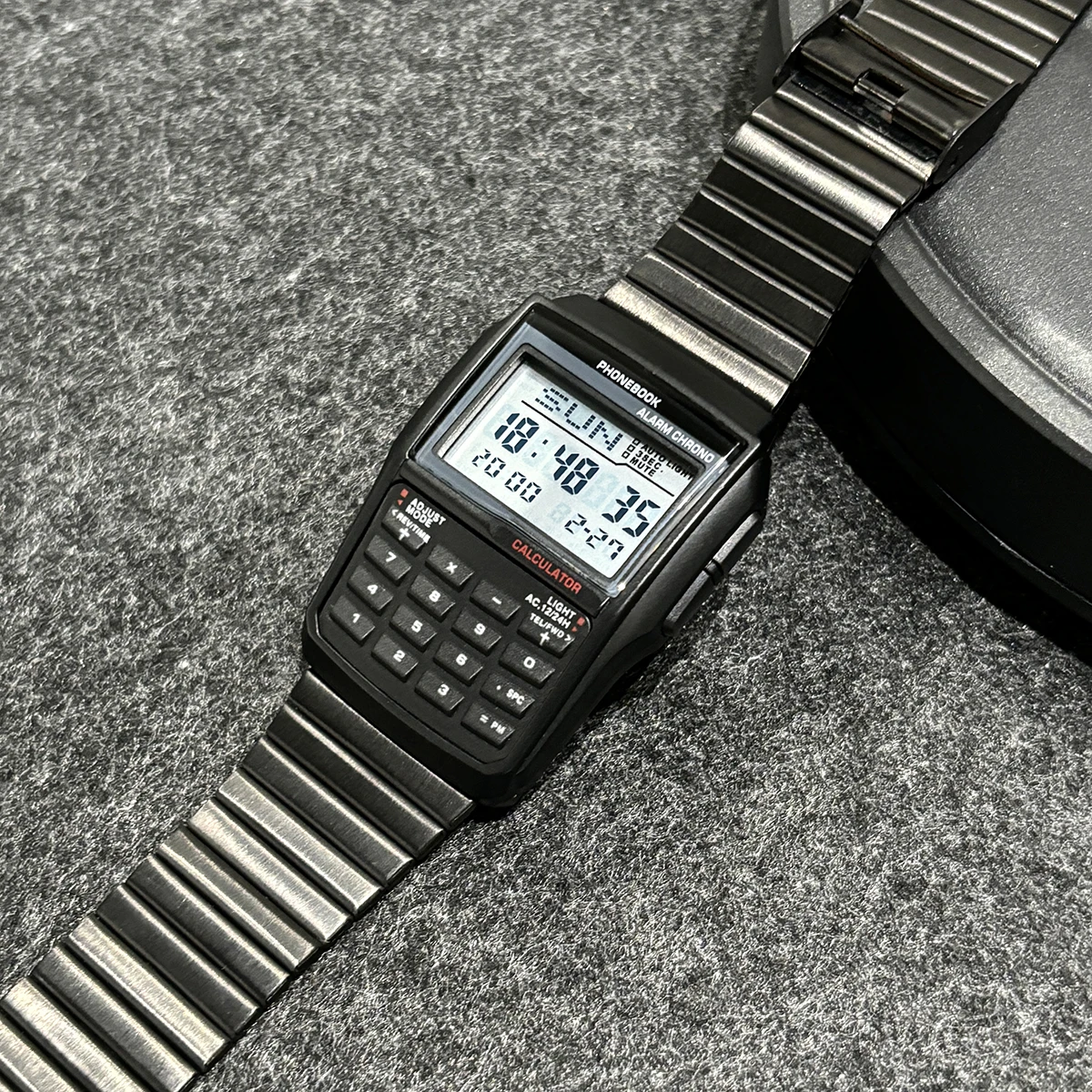 Computer Style Stainless Steel Strap Watch Men's Calculator Watch Multifunctional Led Watch Plastic Case Men's Watch Top Luxury
