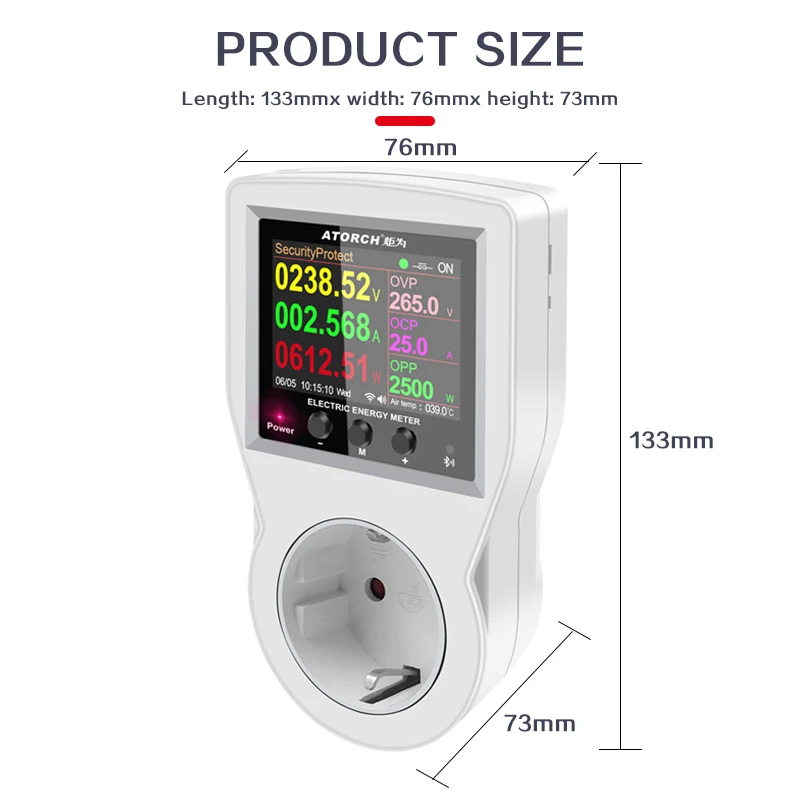 Imagem -06 - Tuya Vida Inteligente Wifi Tomada Digital Medidor de Energia Freqüência Controlador Tempo Elétrico Amp Kwh Interruptor Remoto Watmeter ac 220v