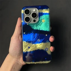 Vortex pattern blue Milky Way star phone case For iPhone 11 12 13 14 15 16 pro max