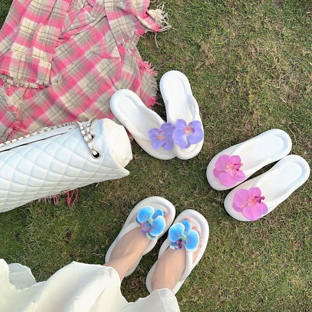 

Цветок фаленопсис, женская искусственная ЭВА, стиль INS, горка, сандалии, Повседневная Уличная и комнатная летняя пляжная обувь для женщин