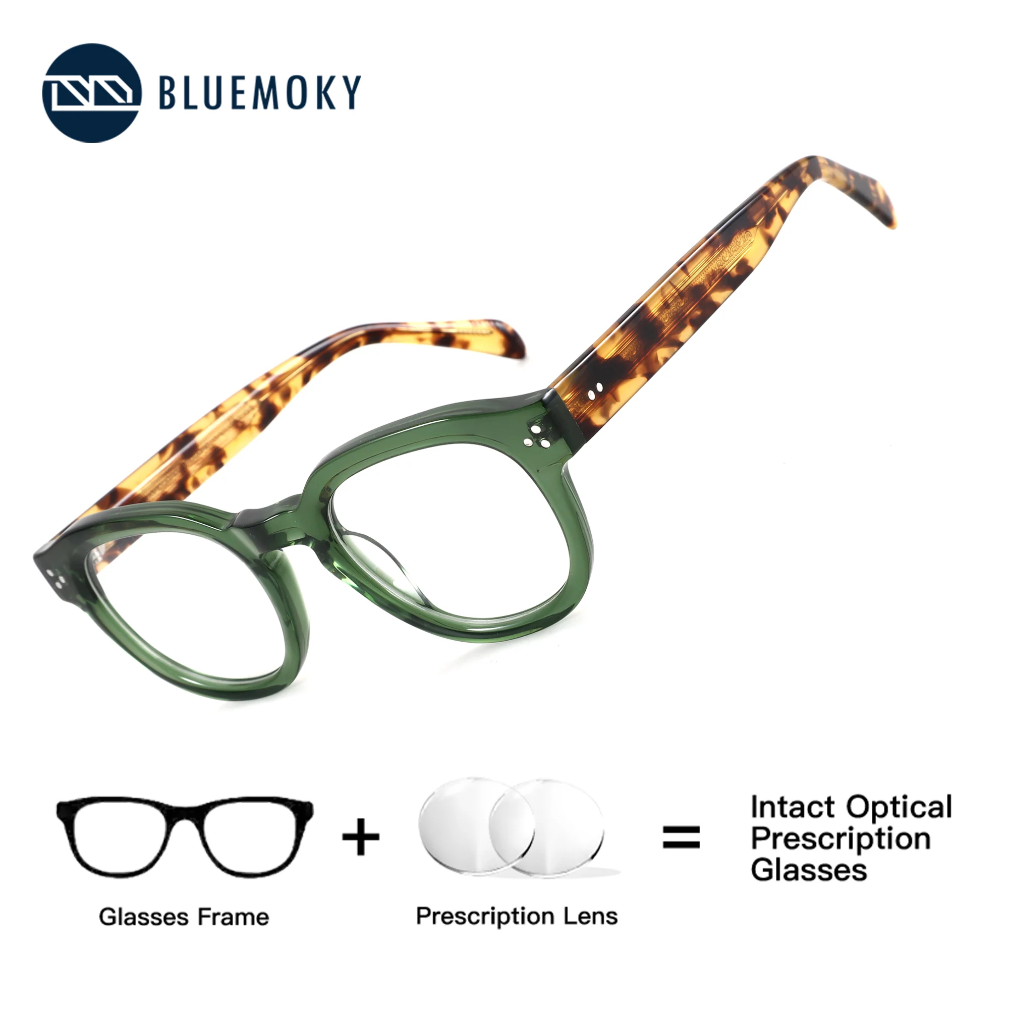 BLUEMOKY S Size Square Prescription Reading Glasses Unisex Photochromic Anti Blue Light Acetate Optical Myopia Glasses for Women