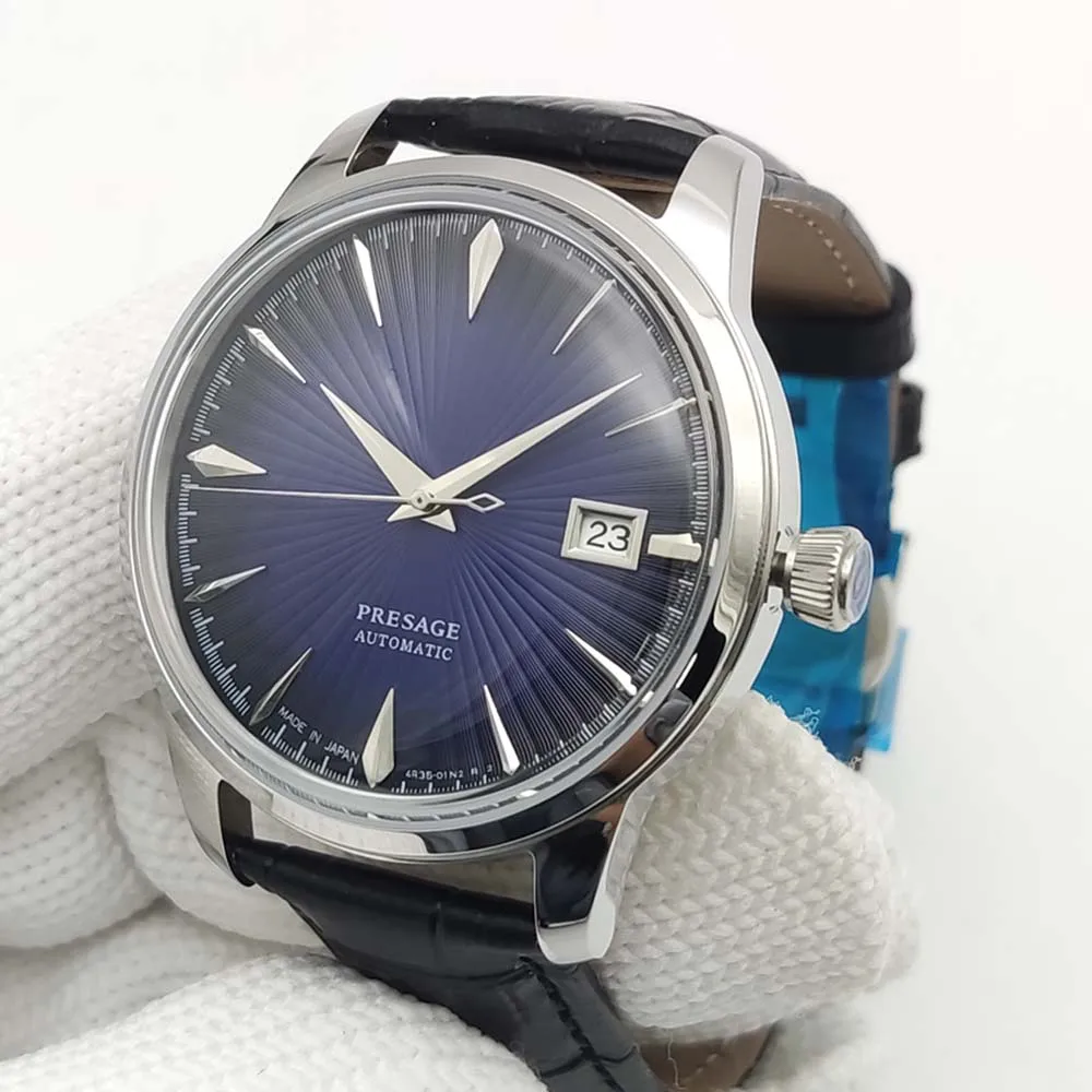 ساعة ميكانيكية أوتوماتيكية دائرية كلاسيكية للرجال، عيار NH35، هيكل 40 ملم، حزام جلدي مريح، ساعة رجالية