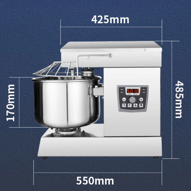 Electric Dough Mixer 10 Liters Commercial Stainless Steel 1000W Kneading Flour Cream Fresh Milk Blender Chef Machine