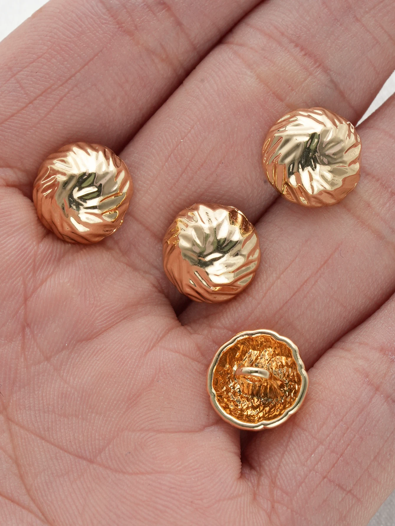 10pcs 10/12mm Vintage Metallic Round Gold Silver Buttons Irregular Shape Small Button Shirt Garment Decorative Buttons view 2