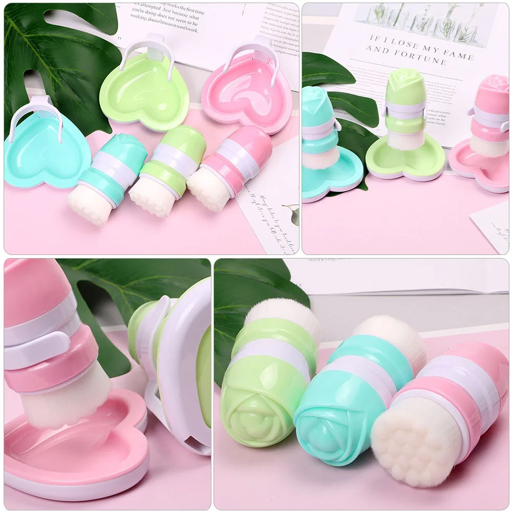 

1pc Rose Facial Cleansing Brush Premium Fiber Wool Bristles Deep Pore Cleaning Face Massage Tool Lightweight Travel Friendly