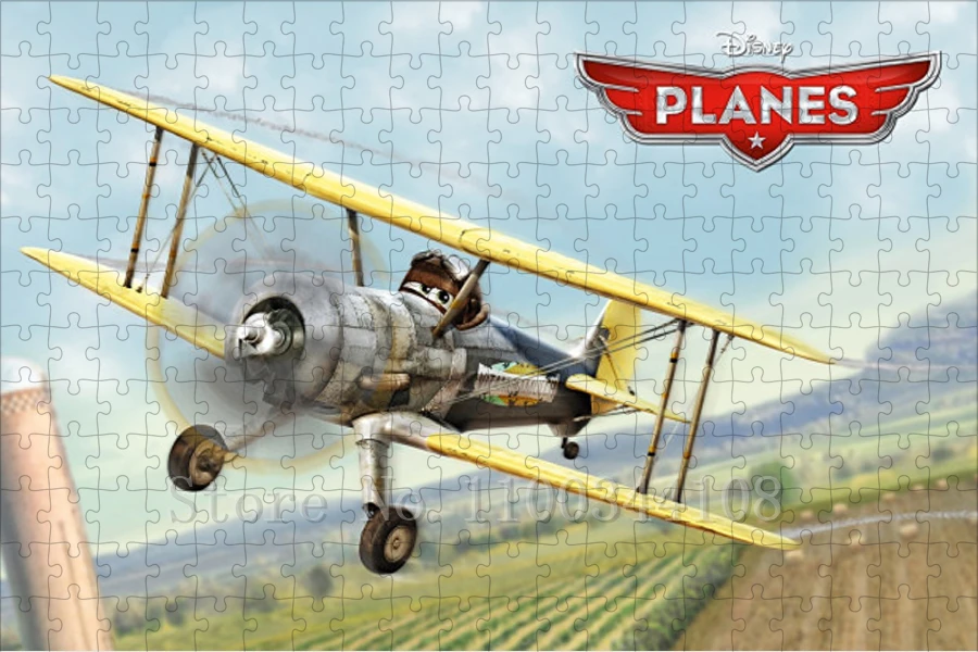 Disney aviões quebra-cabeças crianças educação precoce brinquedos 300/500/1000 pçs filmes dos desenhos animados quebra-cabeças de papel montar jogo presente