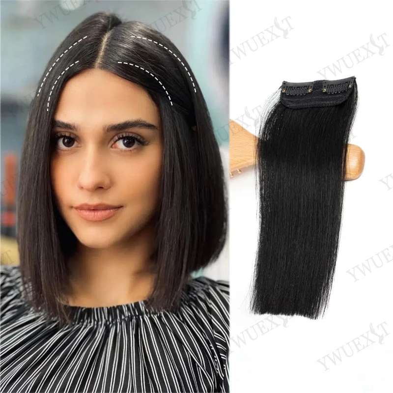 YWUEXT Short Hair Extensions Clip in Real Human Hair Mini Short Clip in Hairpiece for Women Add Volume or Highlight 10-30cm
