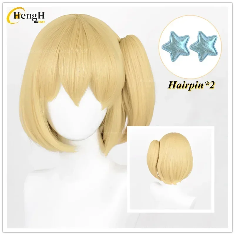 

Anime Yachi Hitoka Synthetic Wig Short 30cm Warm Golden Ponytail Clip Cosplay Wig With Hairpins Heat Resistant Hair Party Wigs