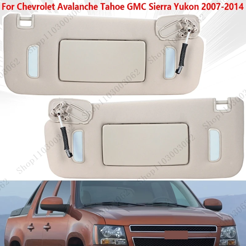 Car Front Sun Gray Visor For Chevrolet Avalanche Tahoe GMC Sierra Yukon 2007 2008 2009 2010 2011-2014 Car Sun Visor WIth Mirror