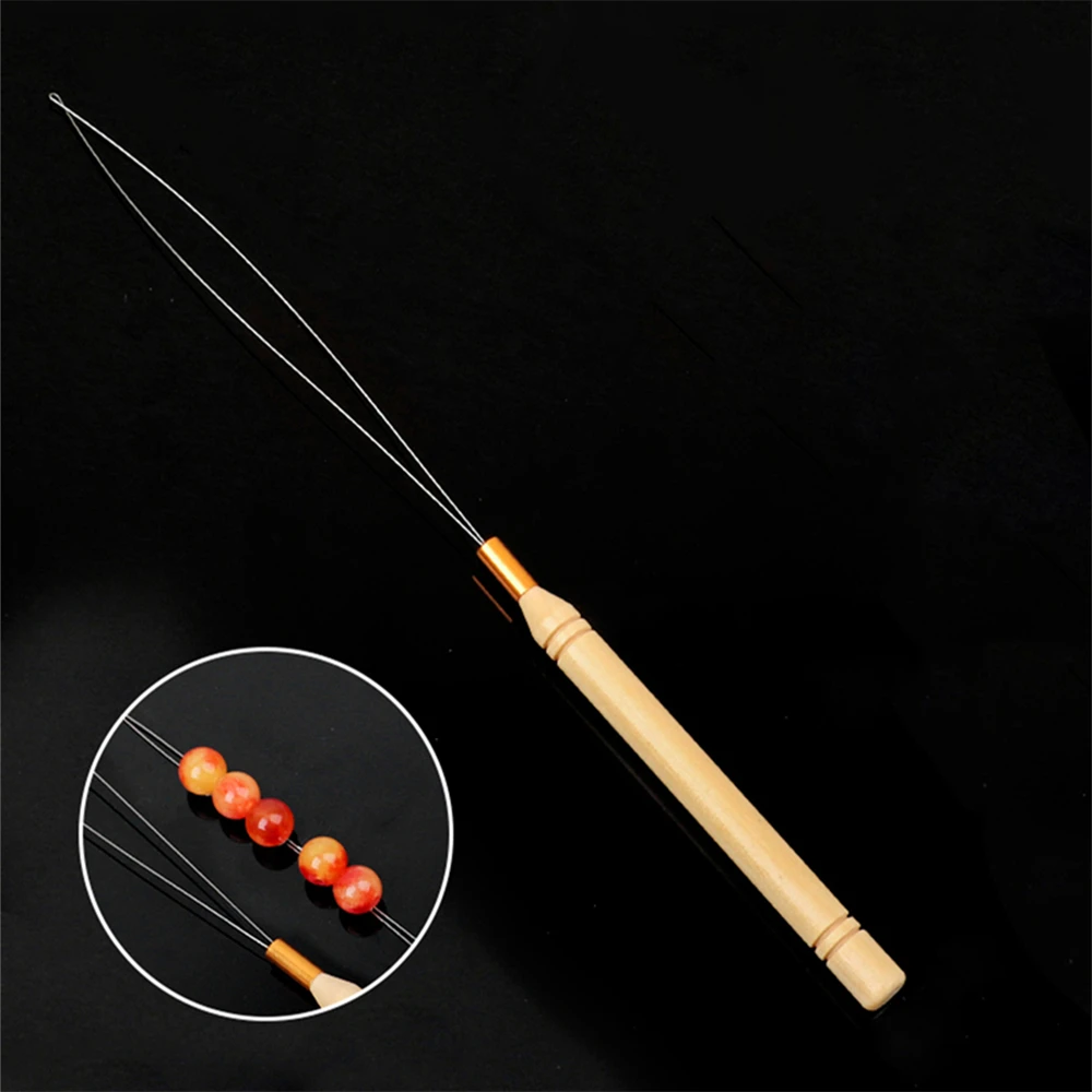 1PC Threader Pulling Needle Used With Hair Plier And Beads For Human Hair Feather Extension Tools